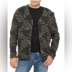 Jiberish Smartwool Green and Gret  Geometric Cardigan